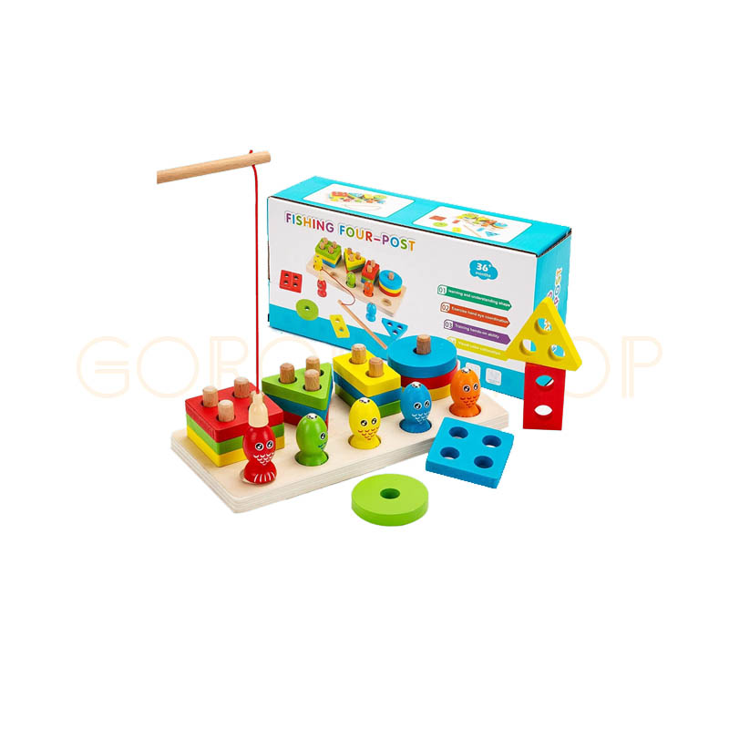 Magnetic Wooden Fishing Toy, Wooden Toy for Stacking in Shapes and Colours for Kids Magnetic Wooden Fishing Toy, Wooden Toy for Stacking in Shapes and Colours for Kids