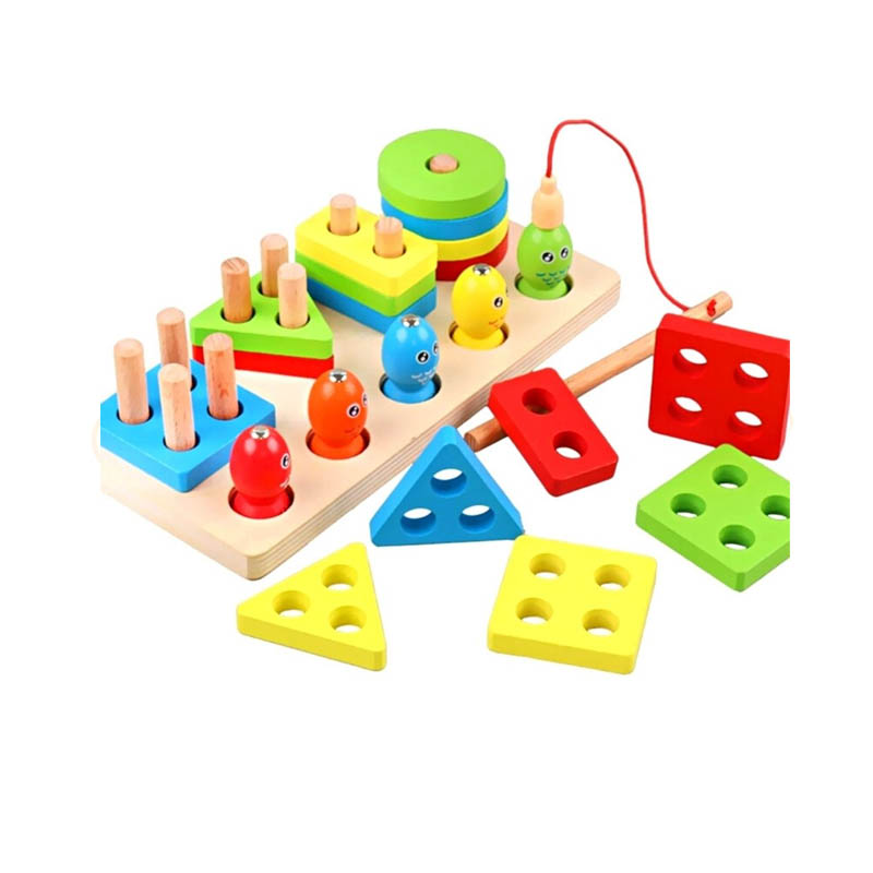 Magnetic Wooden Fishing Toy, Wooden Toy for Stacking in Shapes and Colours for Kids thumbnail 2