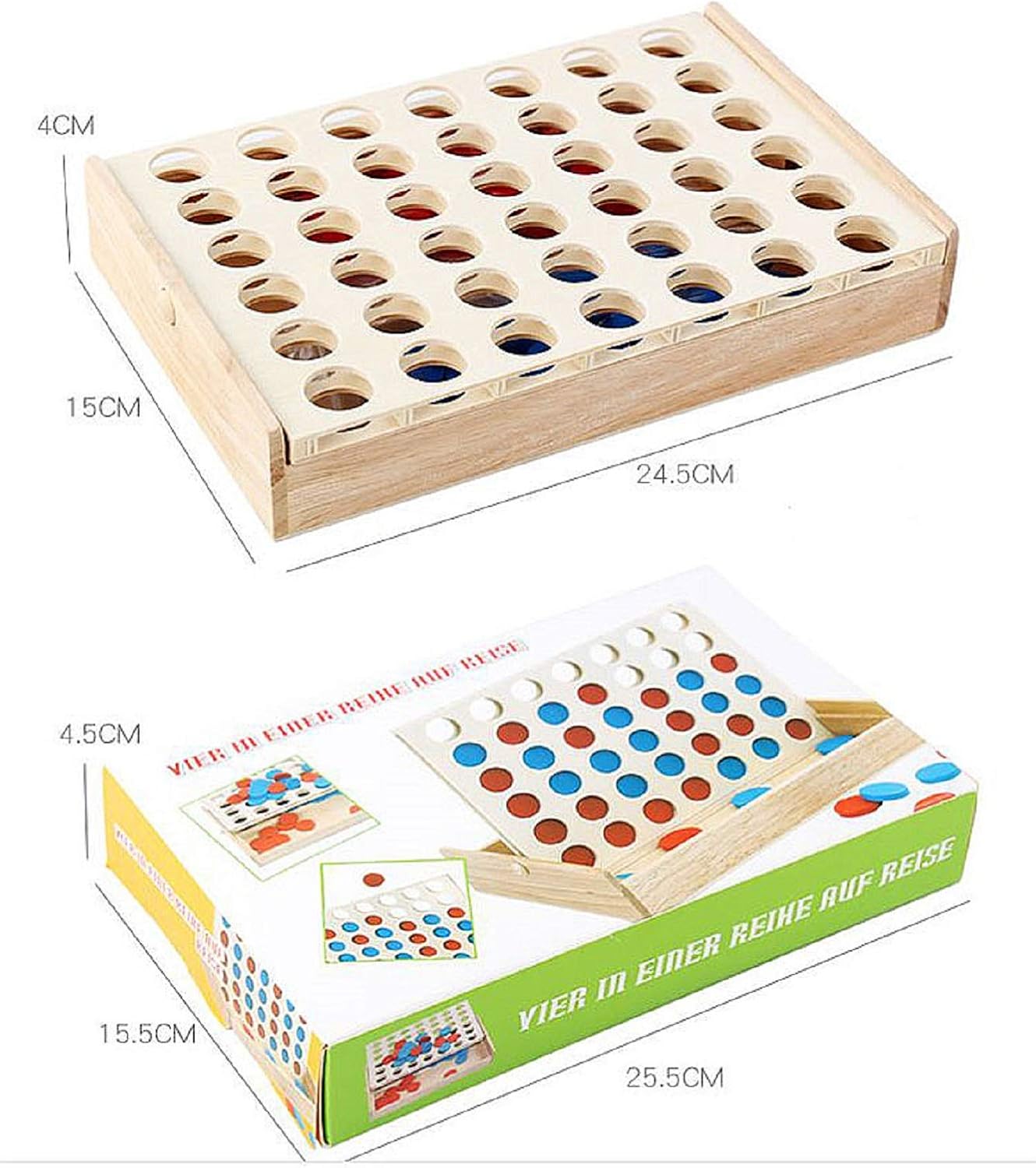 4 in a Row Wooden Board Game Foldable Line Up  Educational Toy For Kids  thumbnail 2