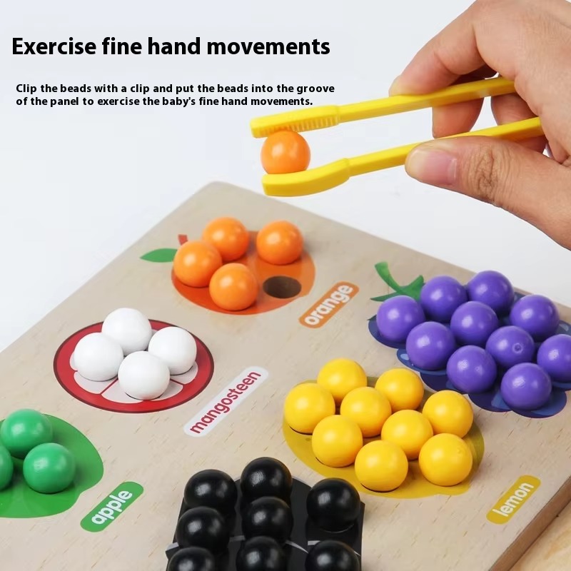 Fruit color sorting beads a wooden educational toy for toddlers by Sample Brand - Kids Learning